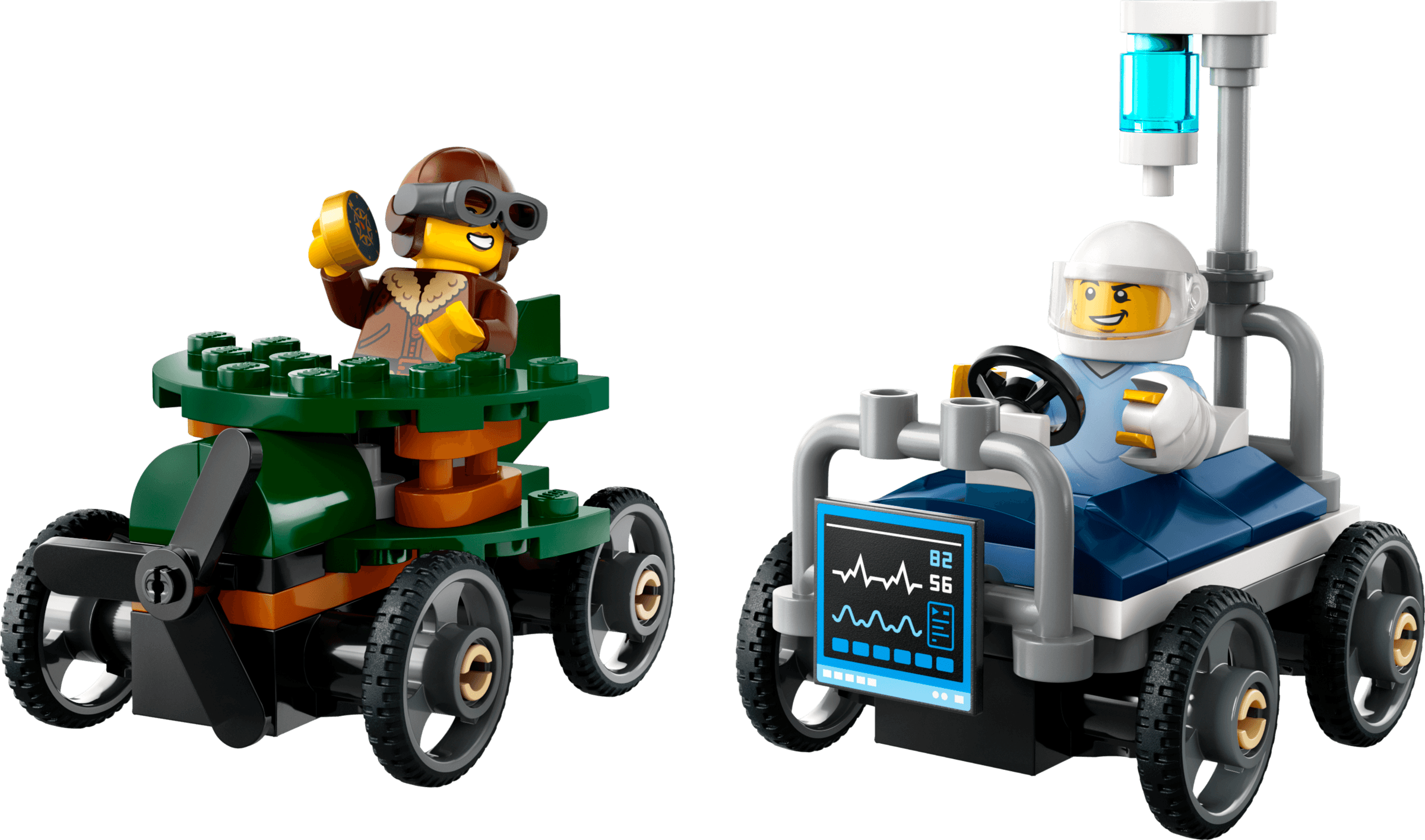 מארז מרוץ מכוניות: מטוס מול מיטת בית חולים