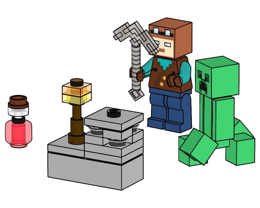 Miner with Creeper and Ores
